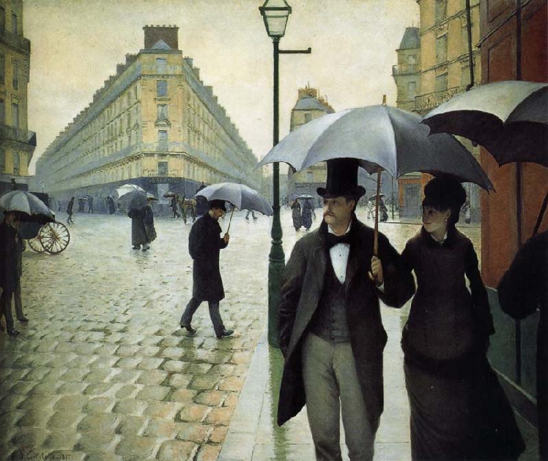 Gustave Caillebotte The raining at Paris street oil painting image